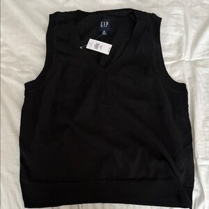 NWT Black GAP Linen Blend Sweater Vest Tank XSP